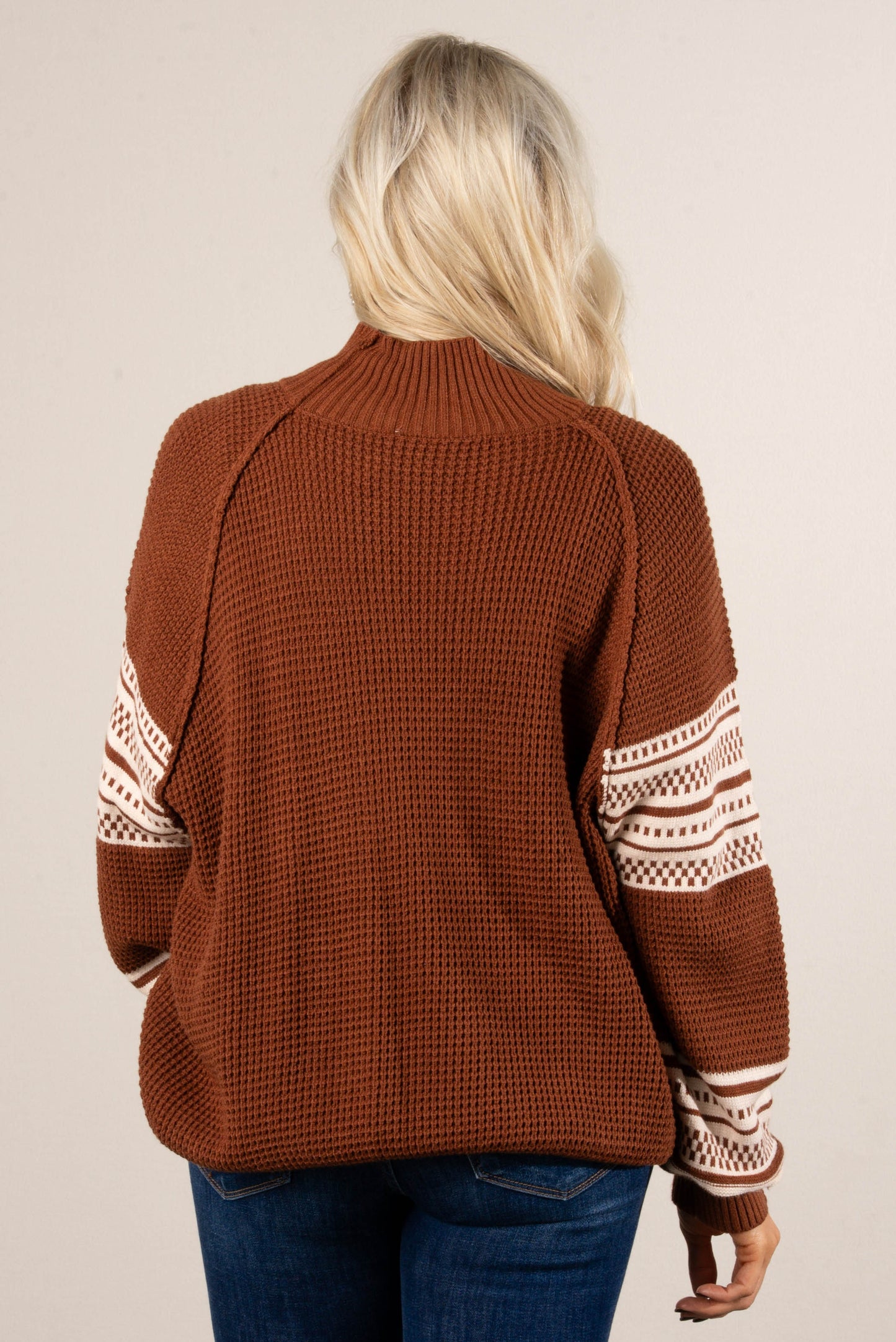 Lambert Cove Mixed Knit Button Cuff Sweater