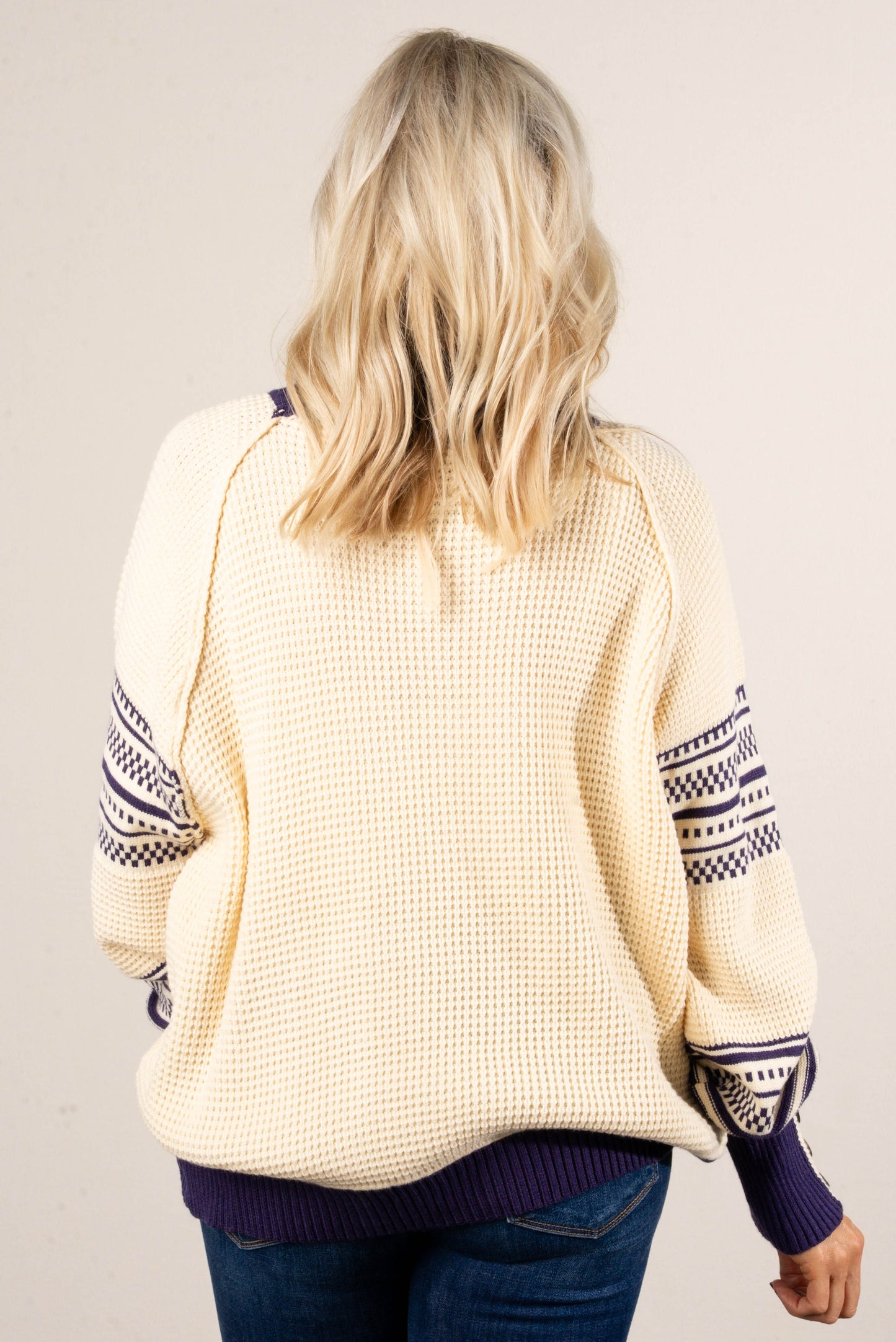 Lambert Cove Mixed Knit Button Cuff Sweater
