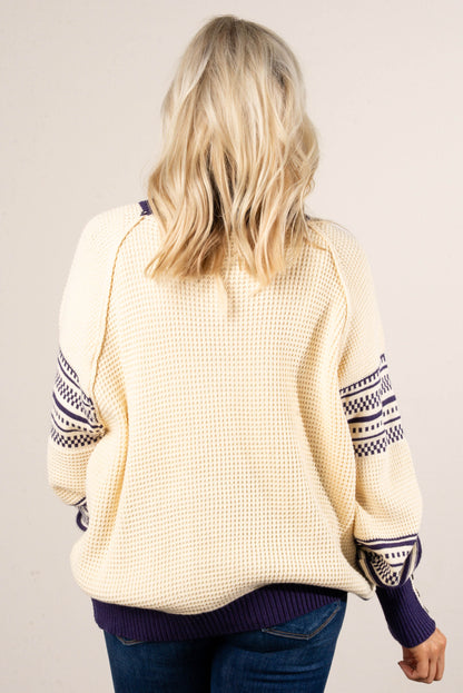 Lambert Cove Mixed Knit Button Cuff Sweater