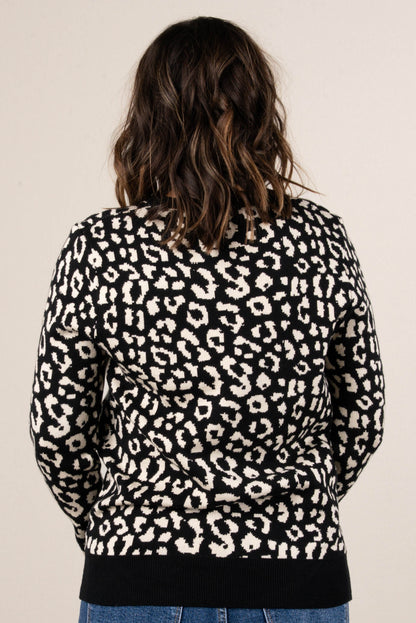 Pure Bred Leopard Crew Neck Sweater