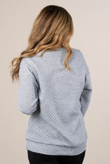 Wild Side Leopard Bodice Quarter Zip Top