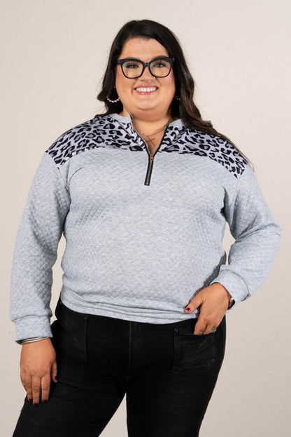 Wild Side Leopard Bodice Quarter Zip Top