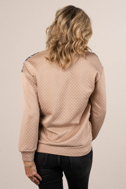 Wild Side Leopard Bodice Quarter Zip Top