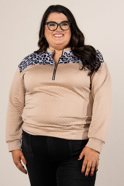 Wild Side Leopard Bodice Quarter Zip Top