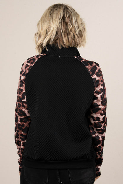 Call Of The Wild Leopard Contrast Half Snap Pullover