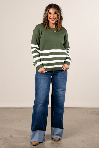 Anchors Aweigh Striped Block Sweater