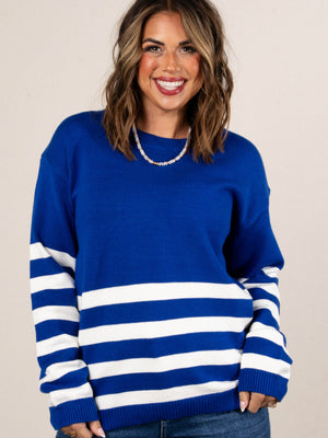Anchors Aweigh Striped Block Sweater