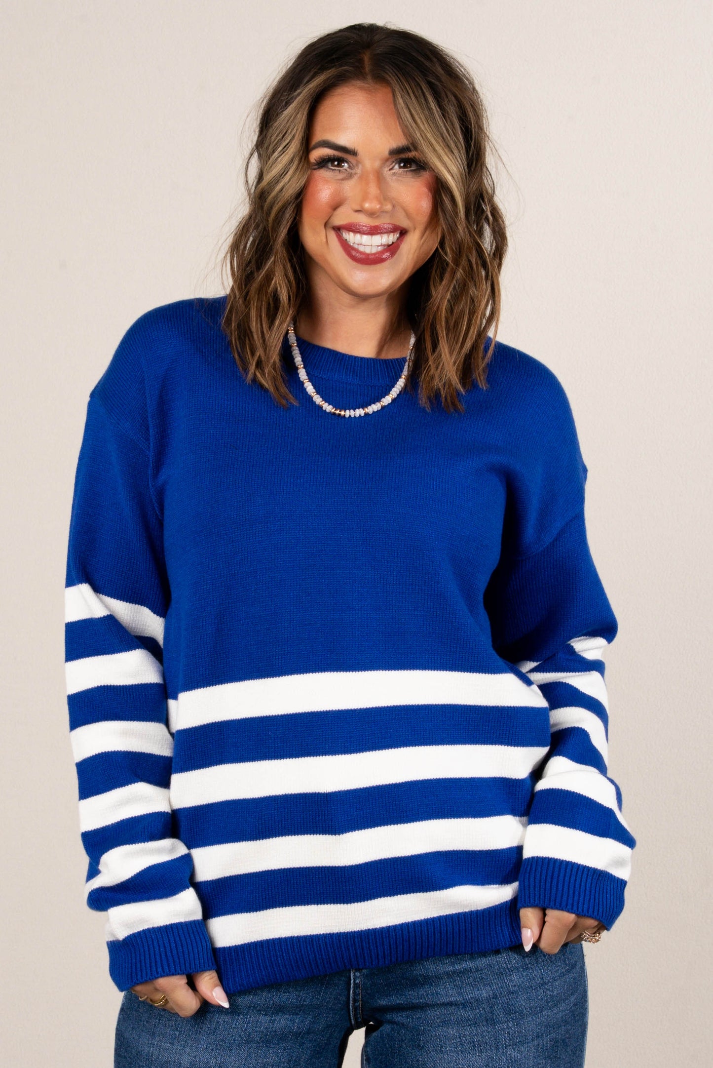 Anchors Aweigh Striped Block Sweater