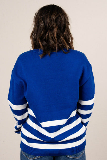 Anchors Aweigh Striped Block Sweater