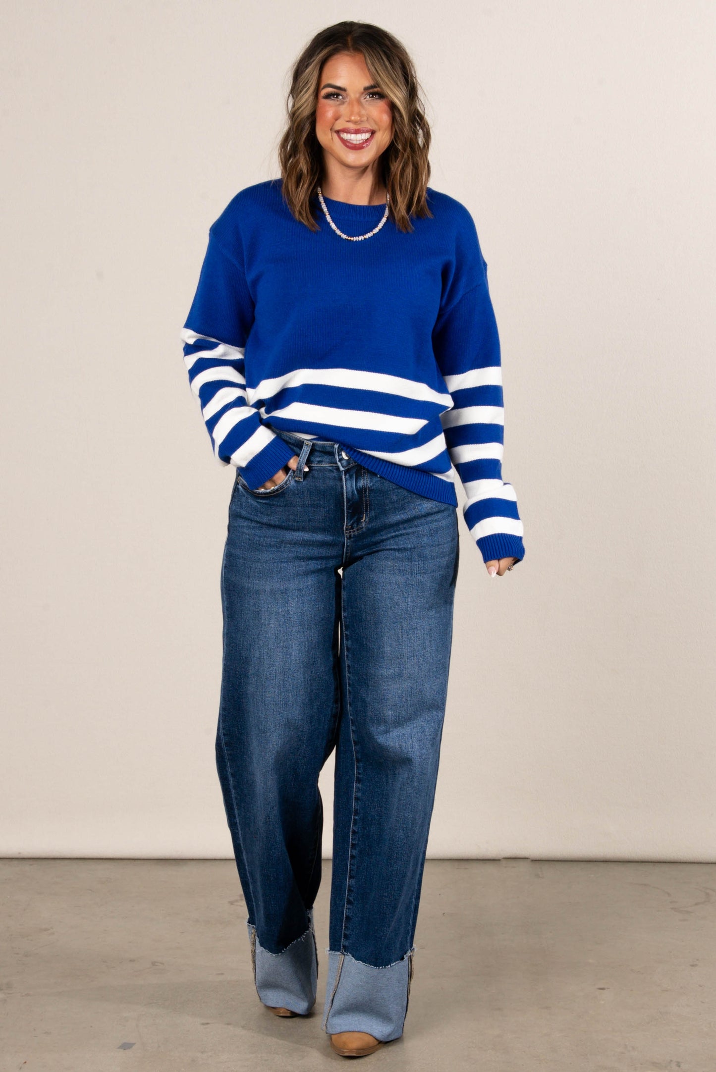 Anchors Aweigh Striped Block Sweater