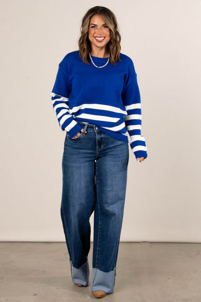 Anchors Aweigh Striped Block Sweater
