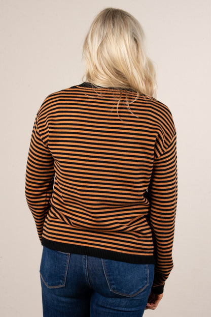 Staying In Striped Drop Shoulder Sweater