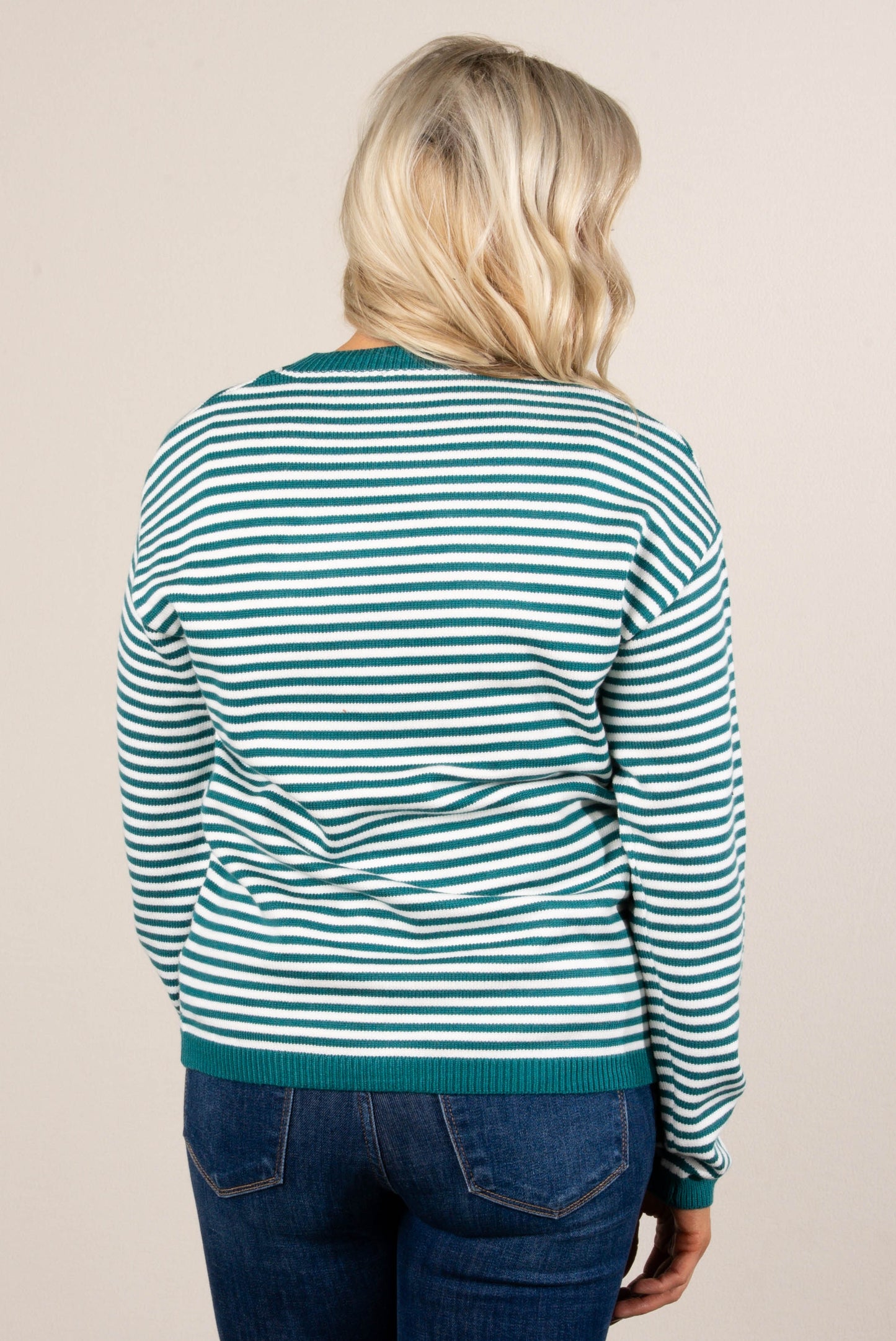 Staying In Striped Drop Shoulder Sweater