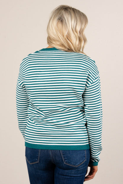 Staying In Striped Drop Shoulder Sweater