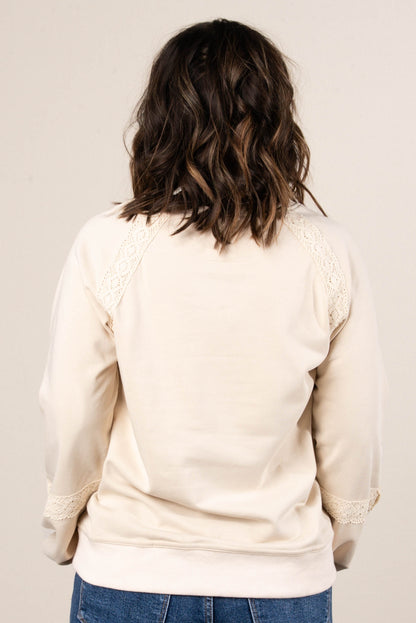 All About That Lace Notch Neck Sweatshirt