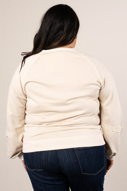All About That Lace Notch Neck Sweatshirt