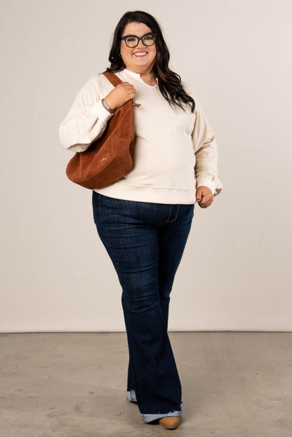 All About That Lace Notch Neck Sweatshirt