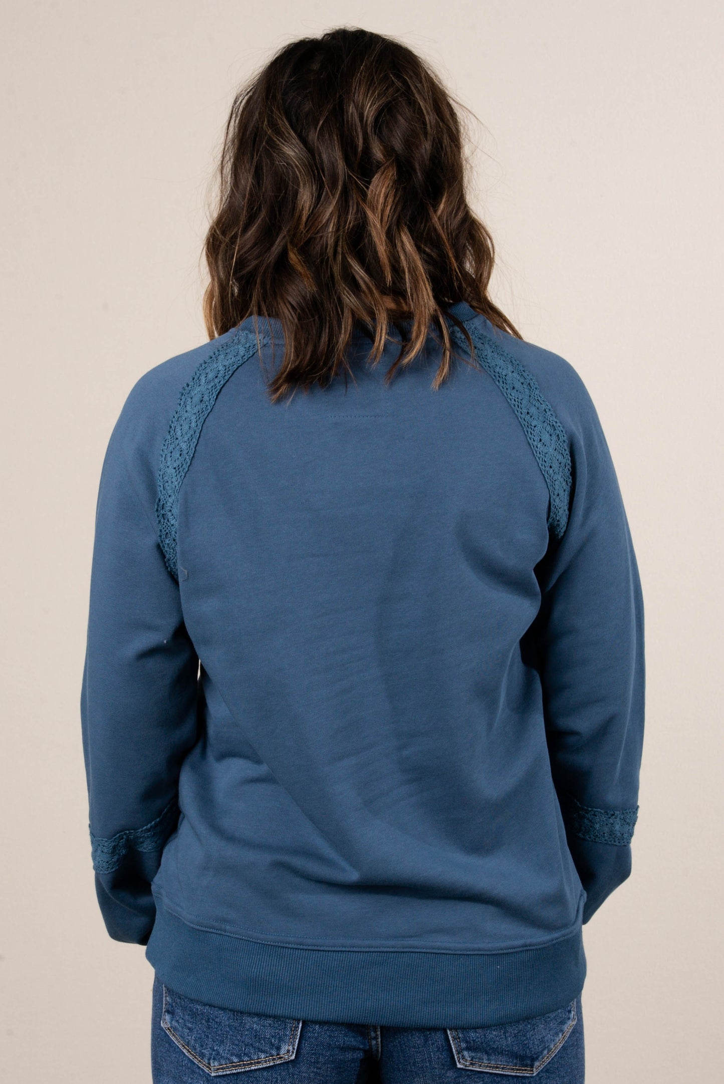 All About That Lace Notch Neck Sweatshirt