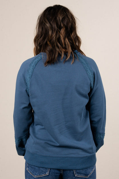 All About That Lace Notch Neck Sweatshirt