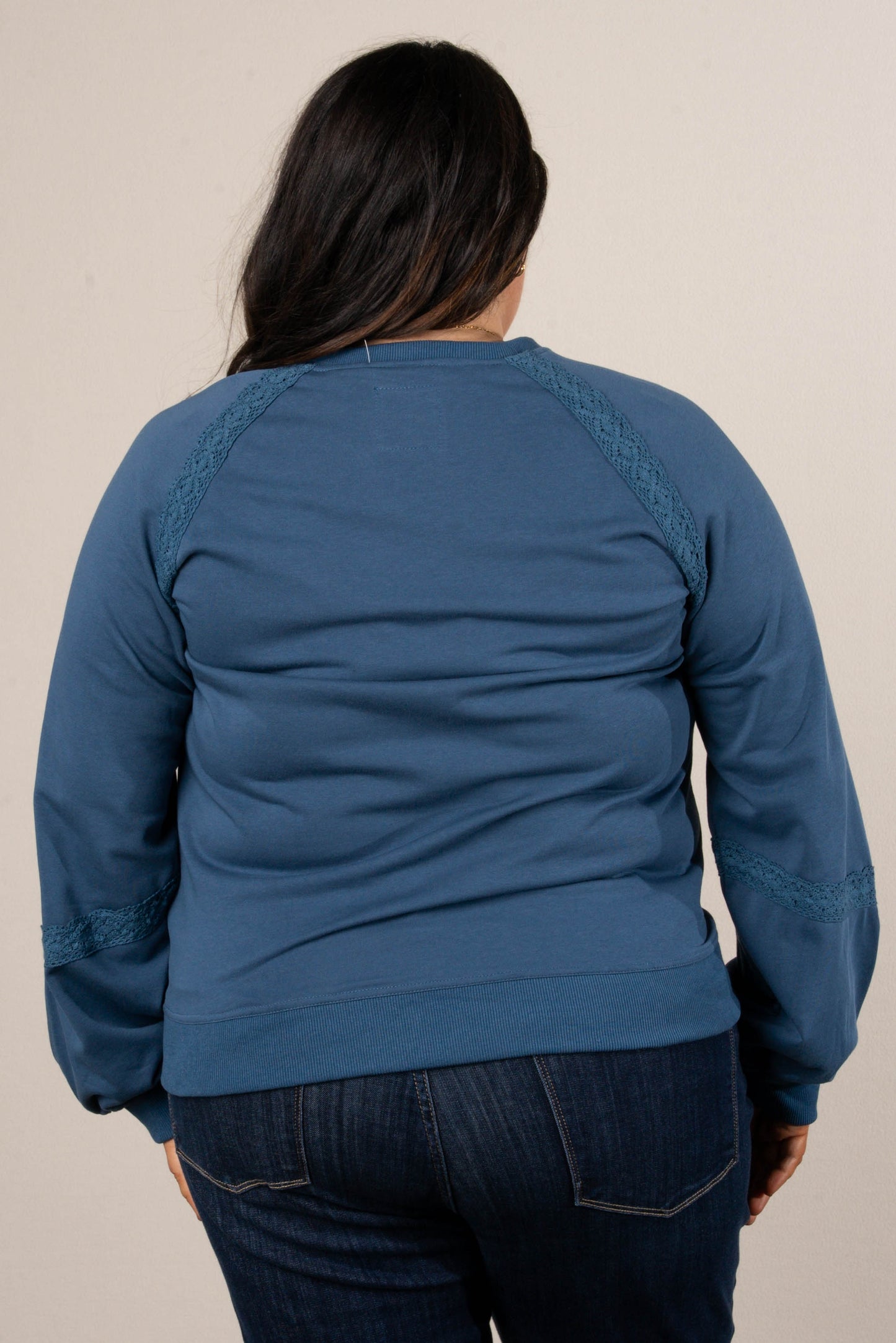 All About That Lace Notch Neck Sweatshirt