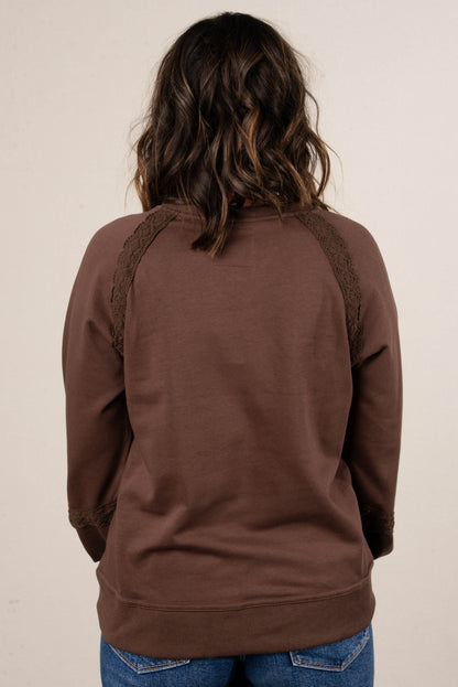 All About That Lace Notch Neck Sweatshirt