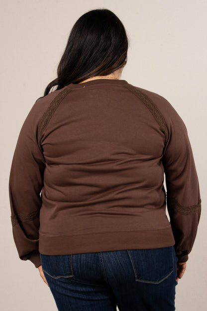 All About That Lace Notch Neck Sweatshirt