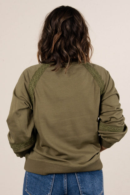 All About That Lace Notch Neck Sweatshirt