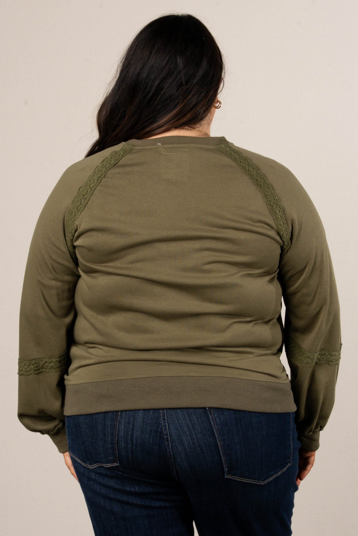 All About That Lace Notch Neck Sweatshirt