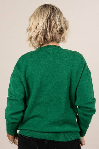 Holiday Sparkle Sequined Candy Cane Sweater