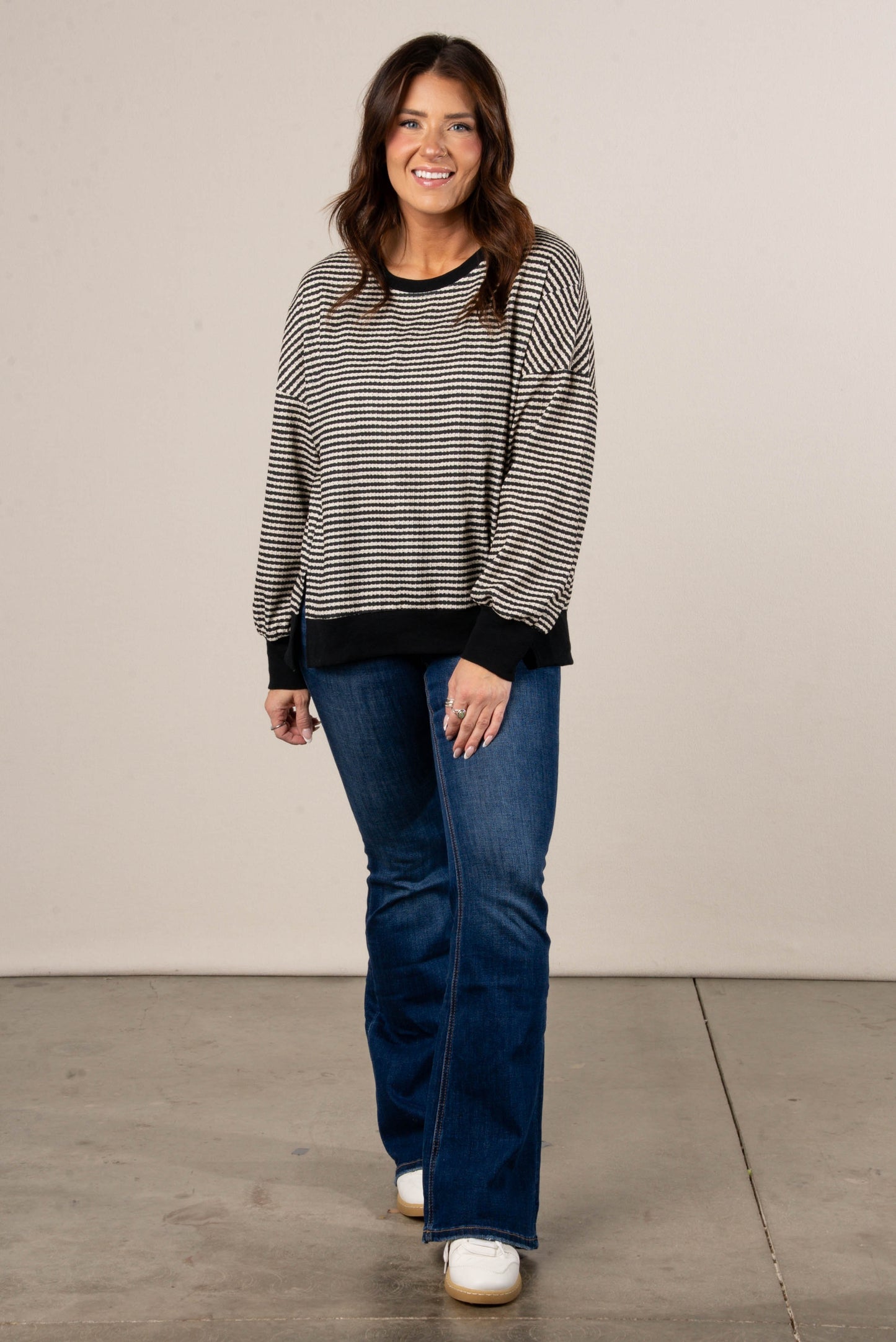 Jaelyn Oversized Striped Dolman Sweater