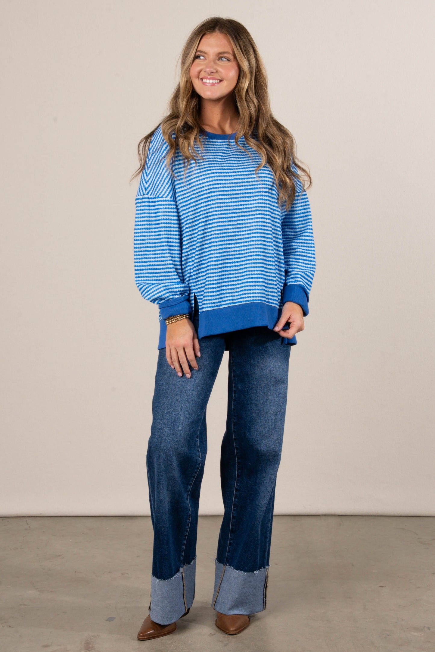 Jaelyn Oversized Striped Dolman Sweater