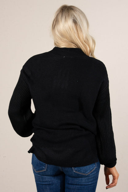 Aubrina Rib Knit Front Seam Sweater