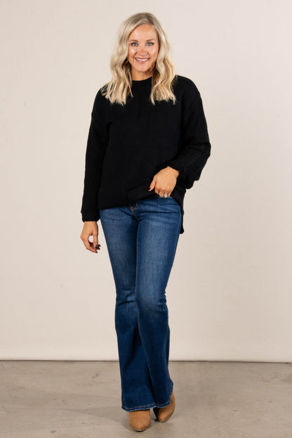 Aubrina Rib Knit Front Seam Sweater