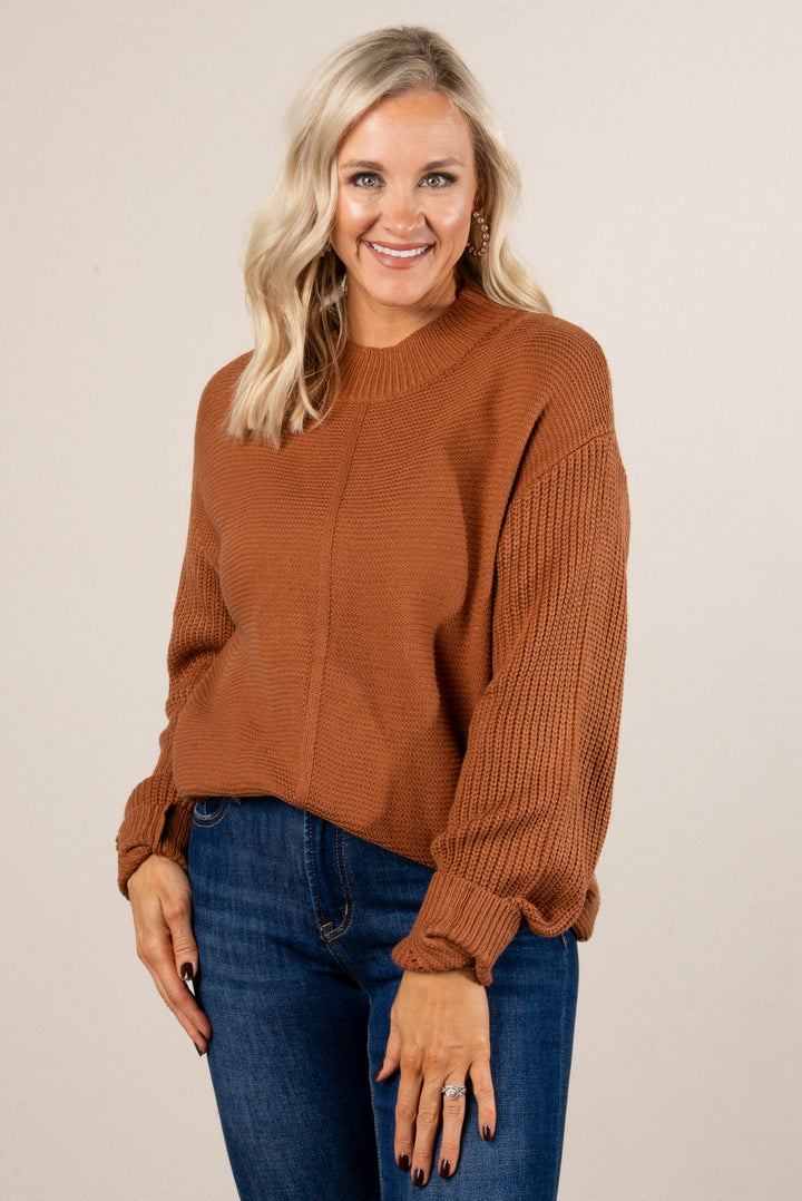 Aubrina Rib Knit Front Seam Sweater