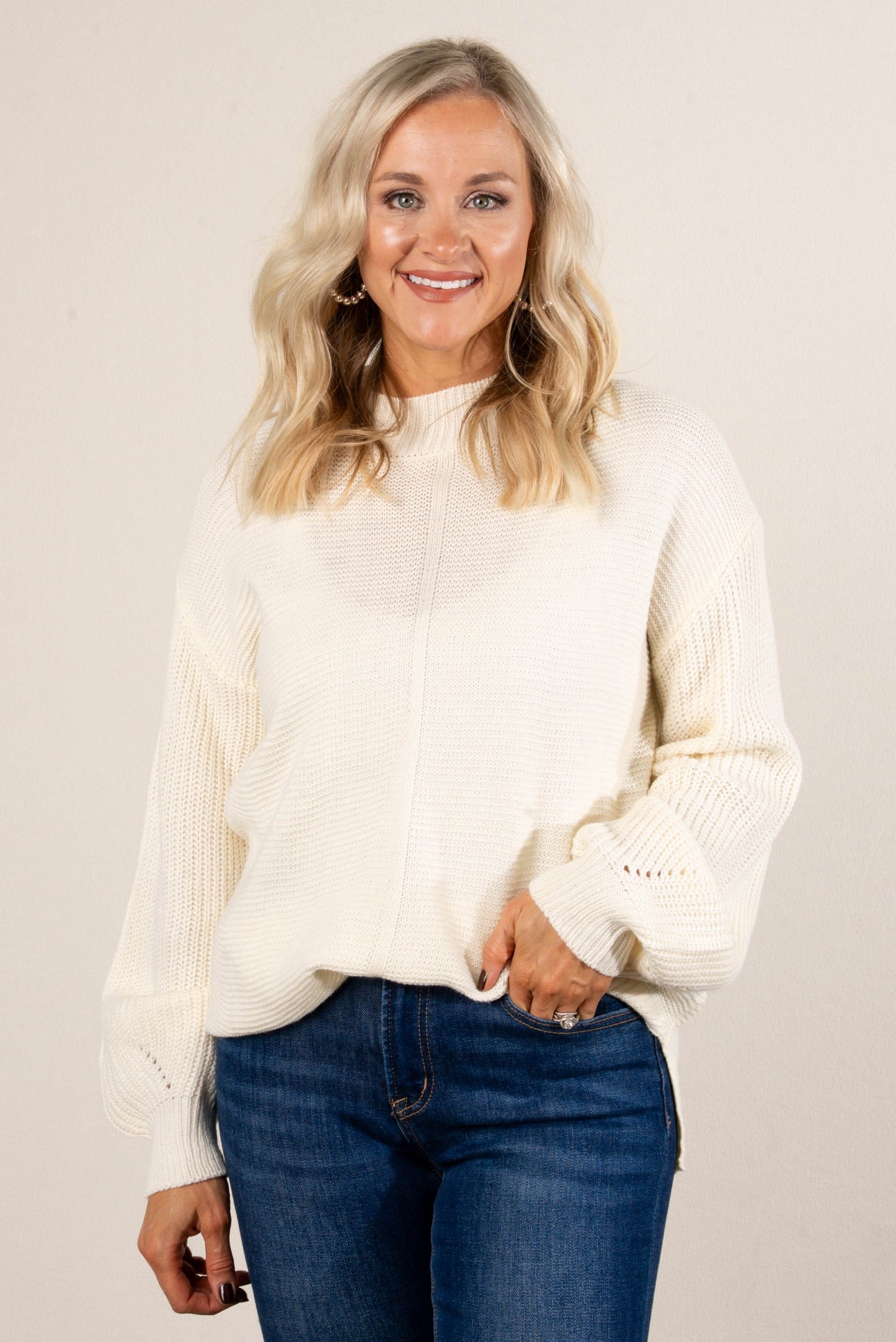 Aubrina Rib Knit Front Seam Sweater