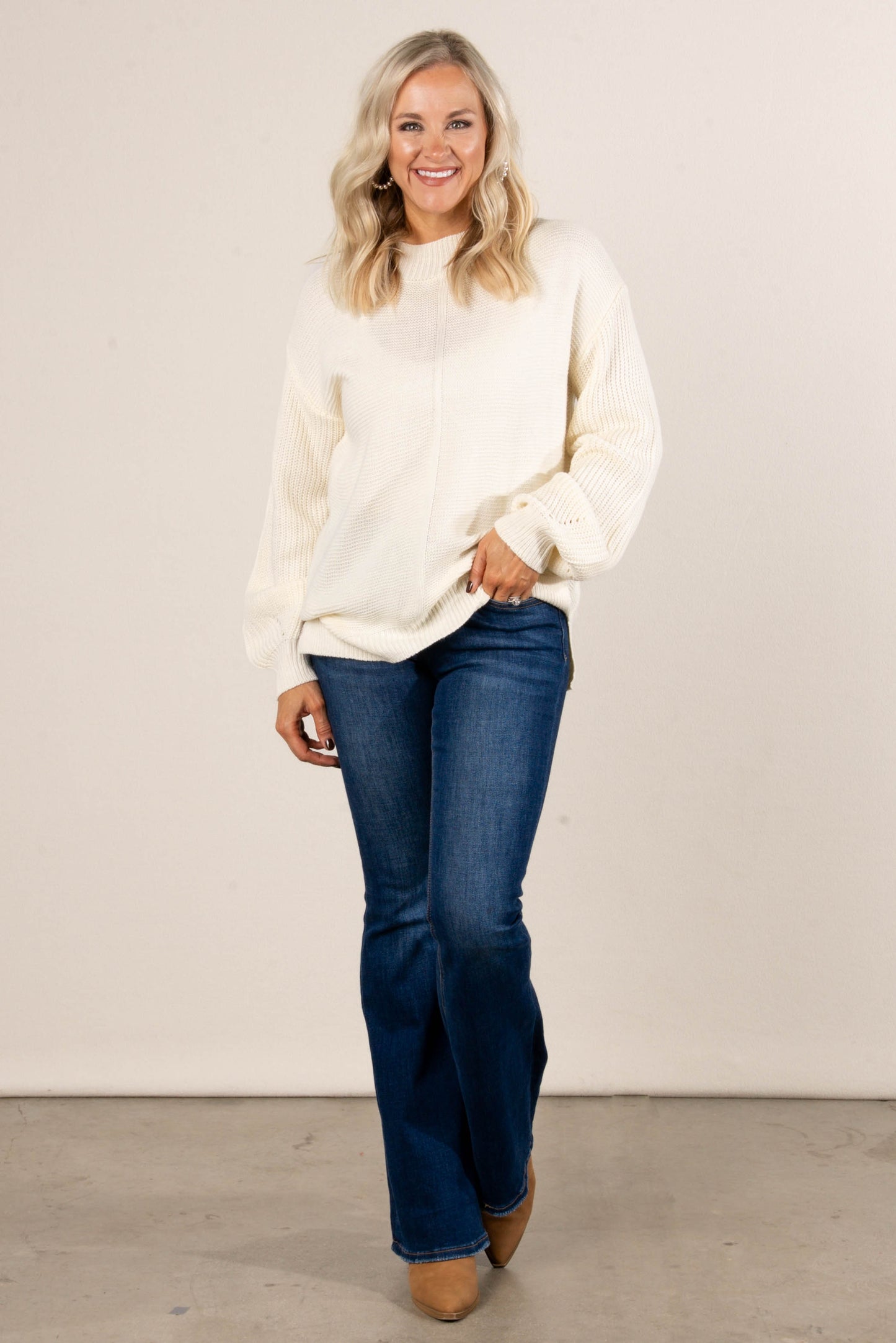 Aubrina Rib Knit Front Seam Sweater