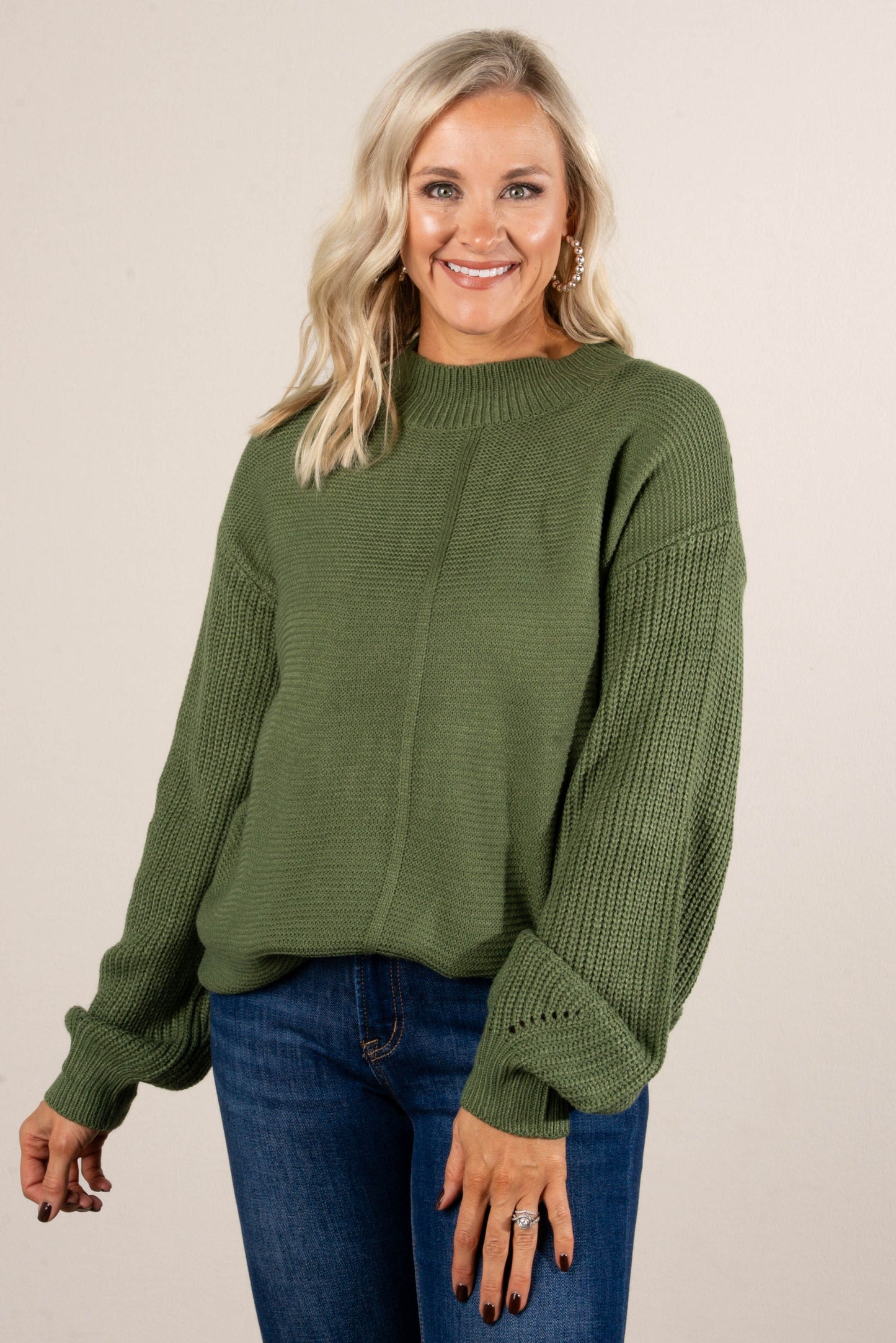 Aubrina Rib Knit Front Seam Sweater