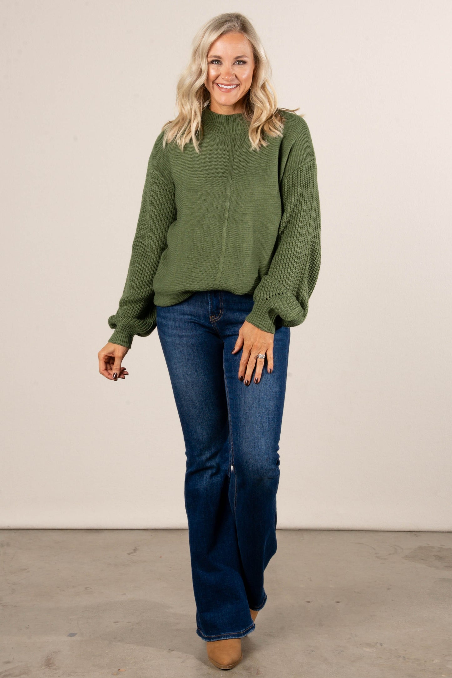 Aubrina Rib Knit Front Seam Sweater