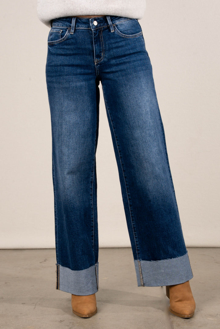 Lovervet by VERVET | Sinclair High Rise Cuffed Wide Leg Jeans