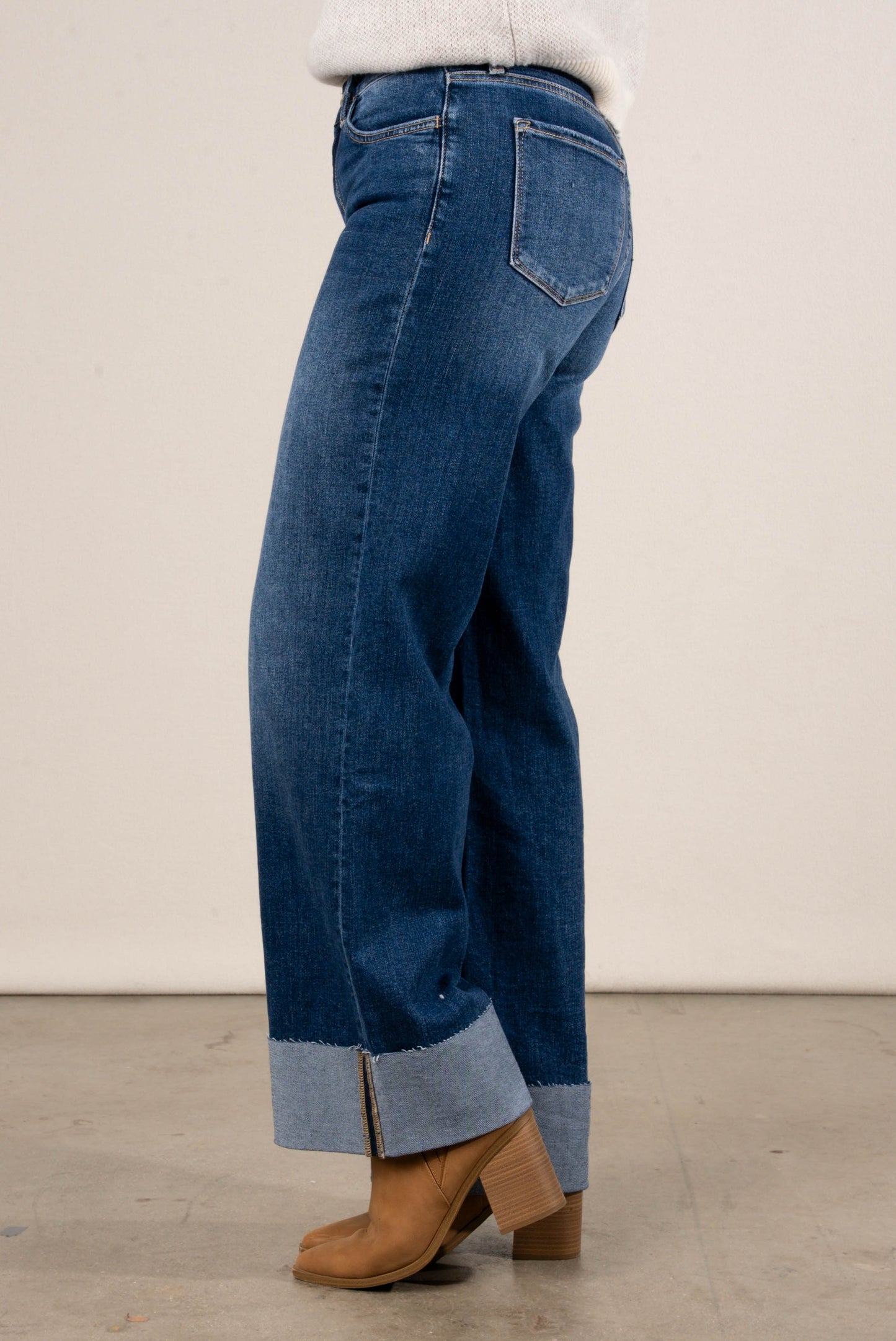 Lovervet by VERVET | Sinclair High Rise Cuffed Wide Leg Jeans