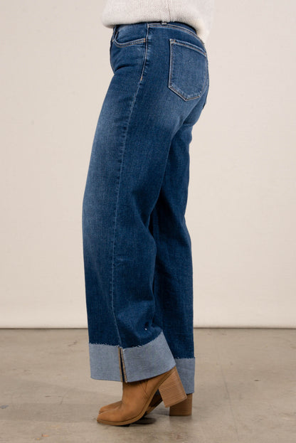 Lovervet by VERVET | Sinclair High Rise Cuffed Wide Leg Jeans