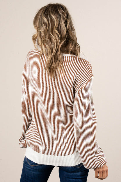 Fionna Ribbed Two Tone Sweater