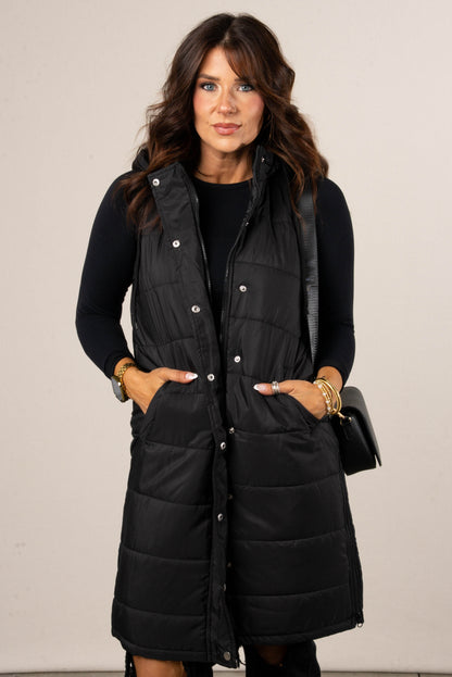Snow Kissed Long Puffer Hooded Vest