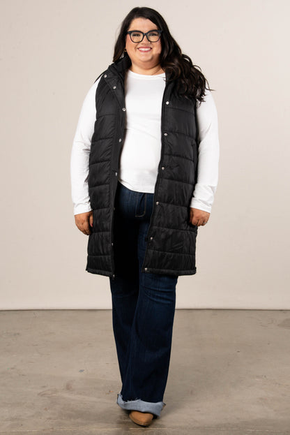 Snow Kissed Long Puffer Hooded Vest