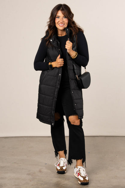 Snow Kissed Long Puffer Hooded Vest