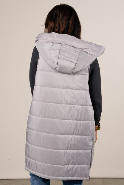 Snow Kissed Long Puffer Hooded Vest