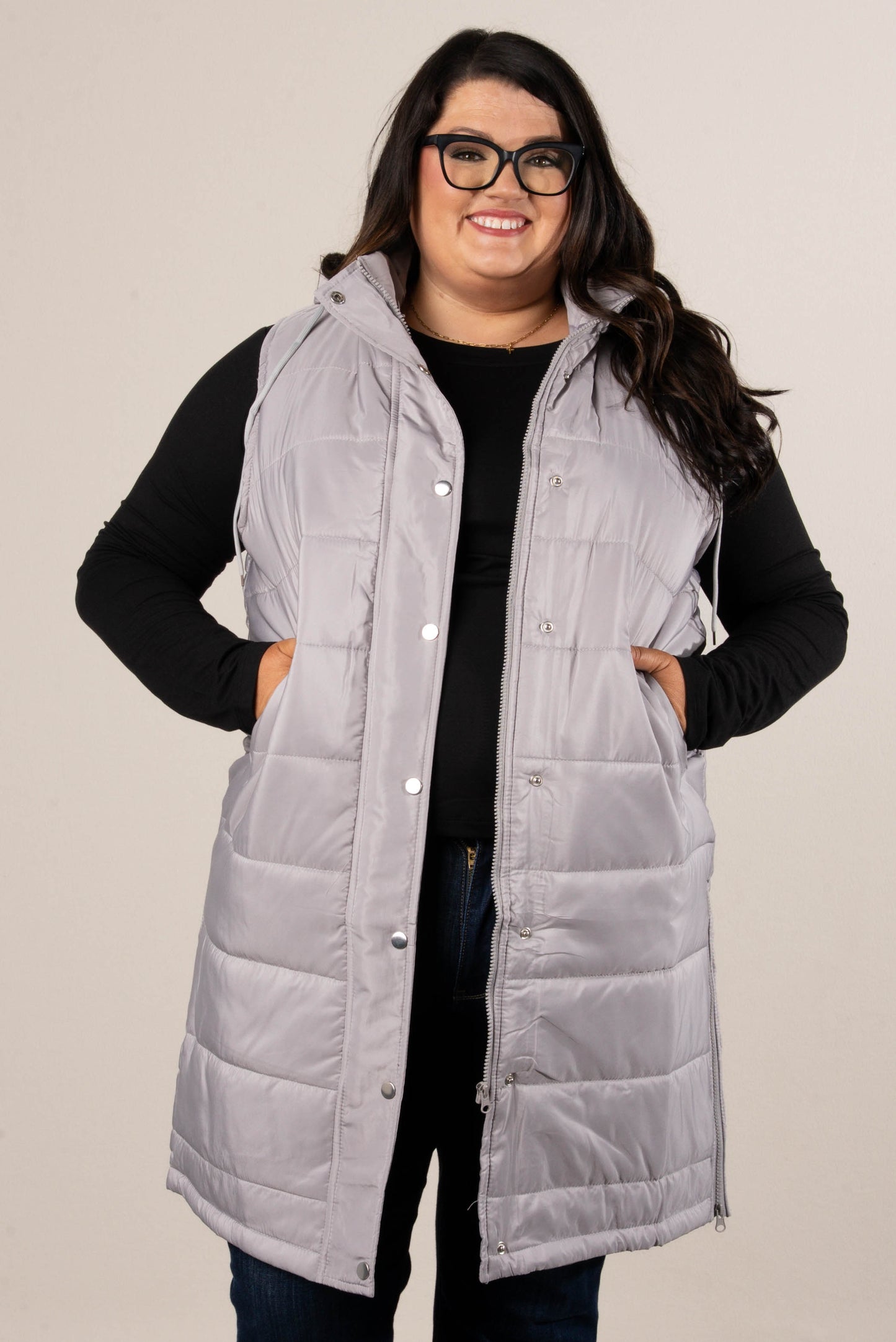 Snow Kissed Long Puffer Hooded Vest