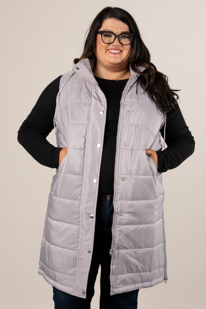 Snow Kissed Long Puffer Hooded Vest