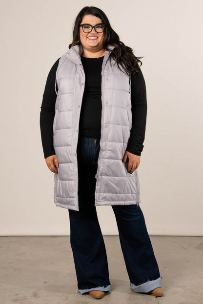 Snow Kissed Long Puffer Hooded Vest