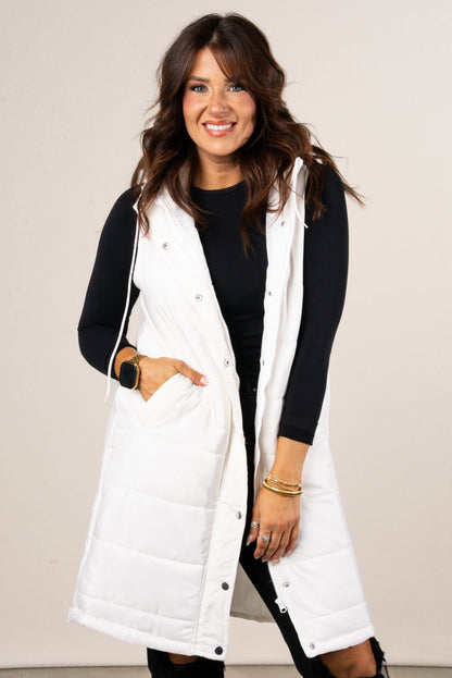 Snow Kissed Long Puffer Hooded Vest